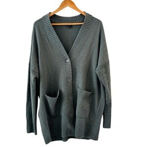 COS Wool Oversized Cardigan Sweater Womens M/L Green Minimalist Grandpa